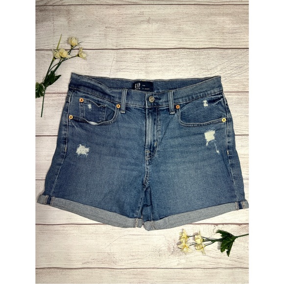 GAP Distressed Mid Rise Denim Short - Picture 9 of 13